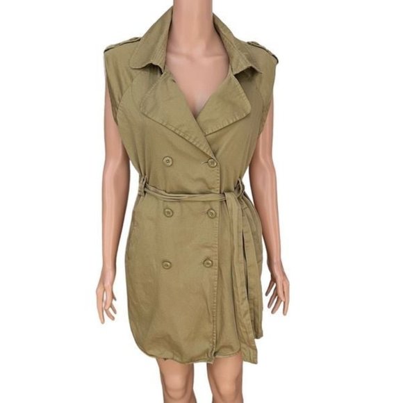 Anthropologie Staring at Stars sleeveless trench coat jacket size M cotton - Picture 1 of 6